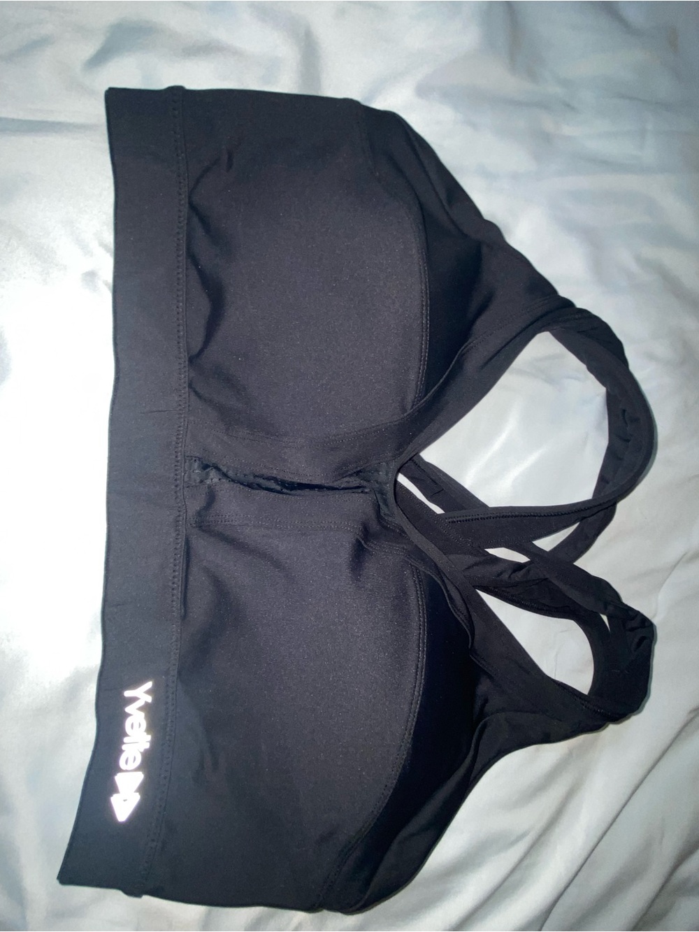 Yvette  Black Racerback Sports Bra with Crisscross Straps XL -D
